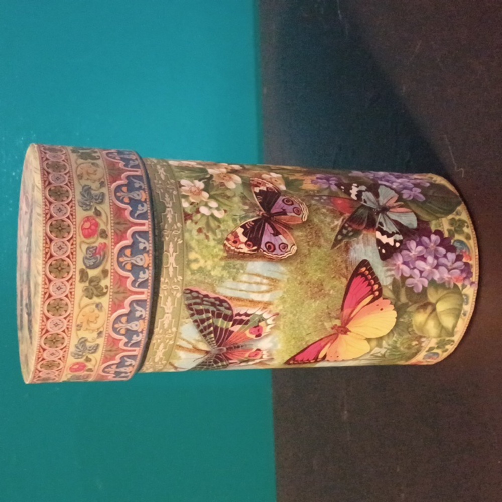 Punch Studio Kirshner Arts Collection Floral Butterfly Cylinder Canister
